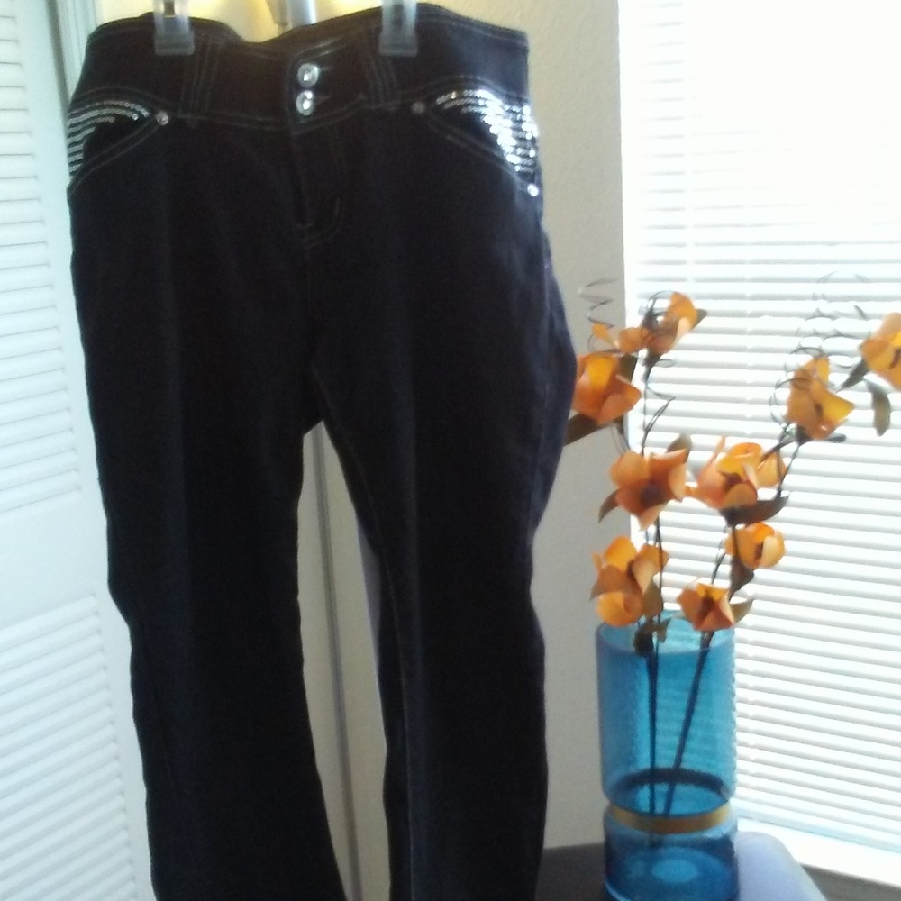 Black Skinny Jeans With Sequins Detail